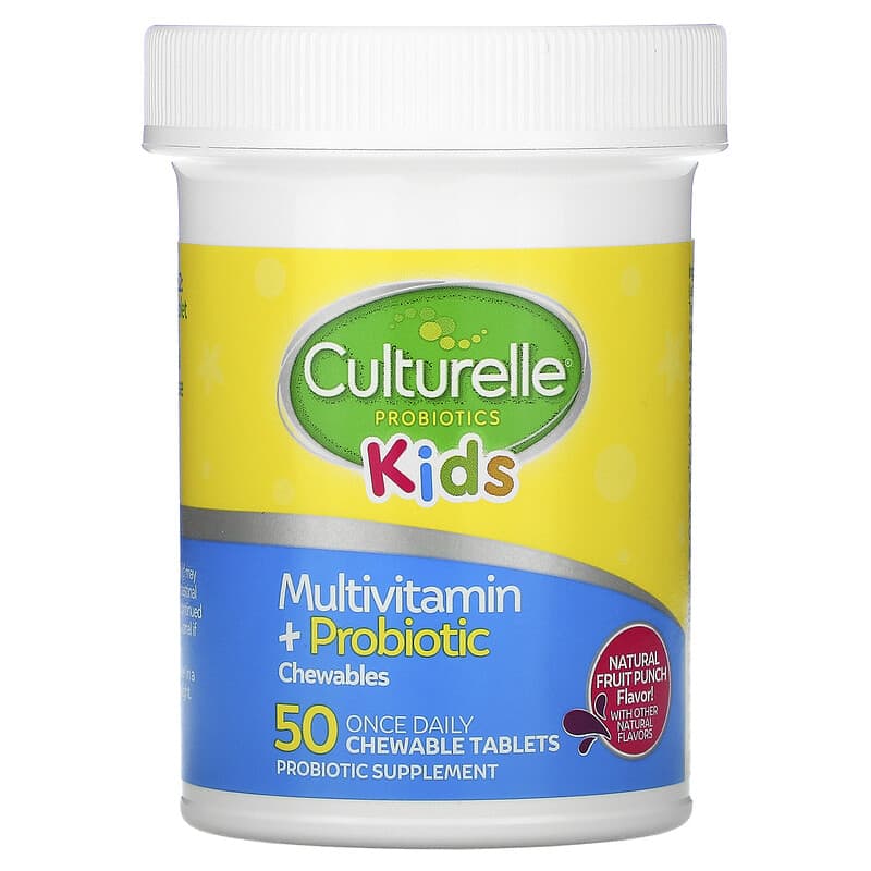 Culturelle, Kids, Probiotics, Multivitamin + Probiotic, 3+ Years, Natural Fruit Punch, 50 Chewable Tablets