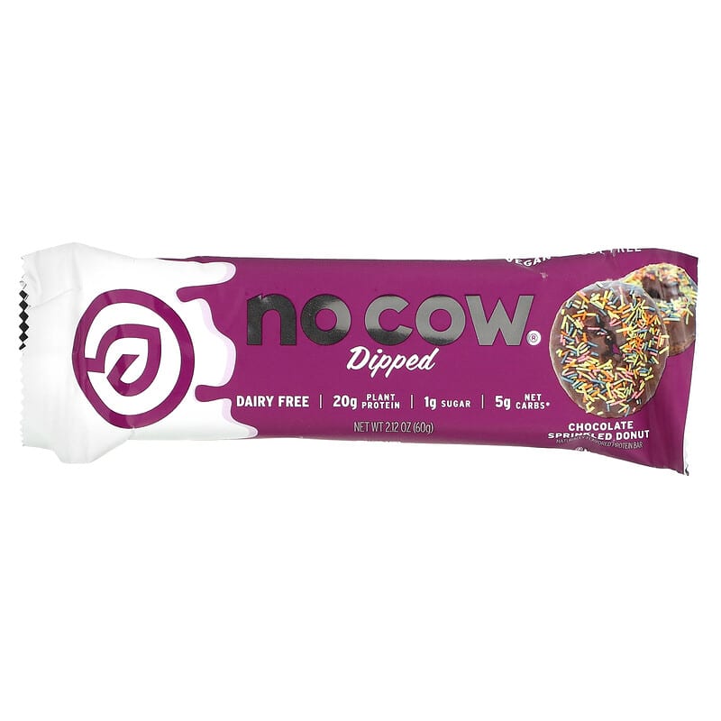 No Cow, Dipped Protein Bar, Chocolate Sprinkled Donut, 12 Bars, 2.12 oz (60 g) Each