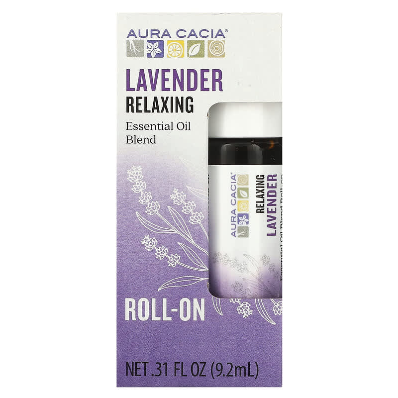 Aura Cacia, Essential Oil Blend, Soothing Roll-On, Lavender, 0.31 fl oz (9.2 ml)