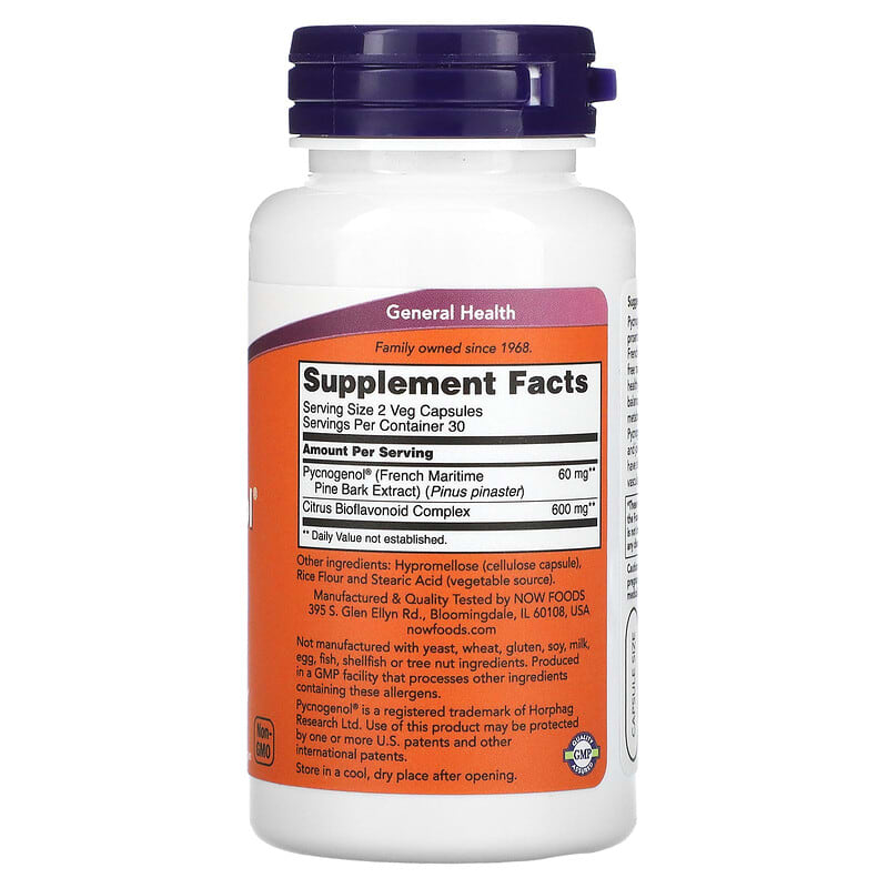 NOW Foods, Pycnogenol, 30 mg, 60 Veg Capsules