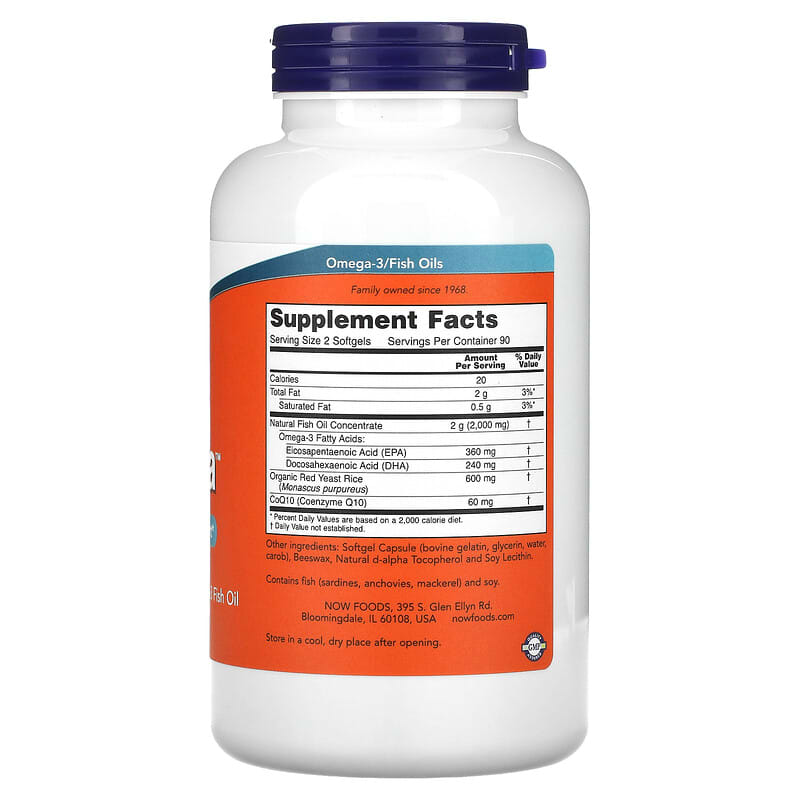 NOW Foods, Red Omega, Red Yeast Rice with CoQ10, 180 Softgels