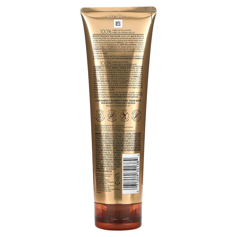 L'Oréal, Ever Creme, Deep Nourish Shampoo with Apricot Oil, 8.5 fl oz (250 ml)