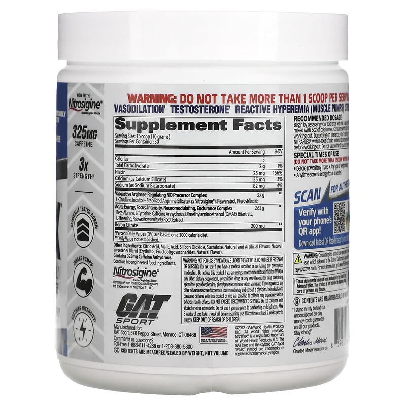 GAT, Sport, NITRAFLEX, Blue Raspberry, 10.6 oz (300 g)