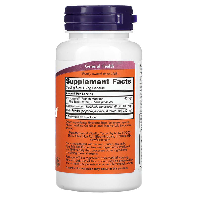 NOW Foods, Pycnogenol, 60 mg, 50 Veg Capsules