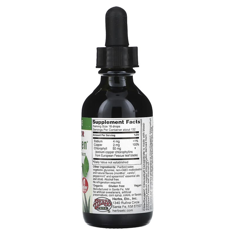 Herbs Etc., ChlorOxygen, Chlorophyll Concentrate, Alcohol Free, Mint, 2 fl oz (59 ml)