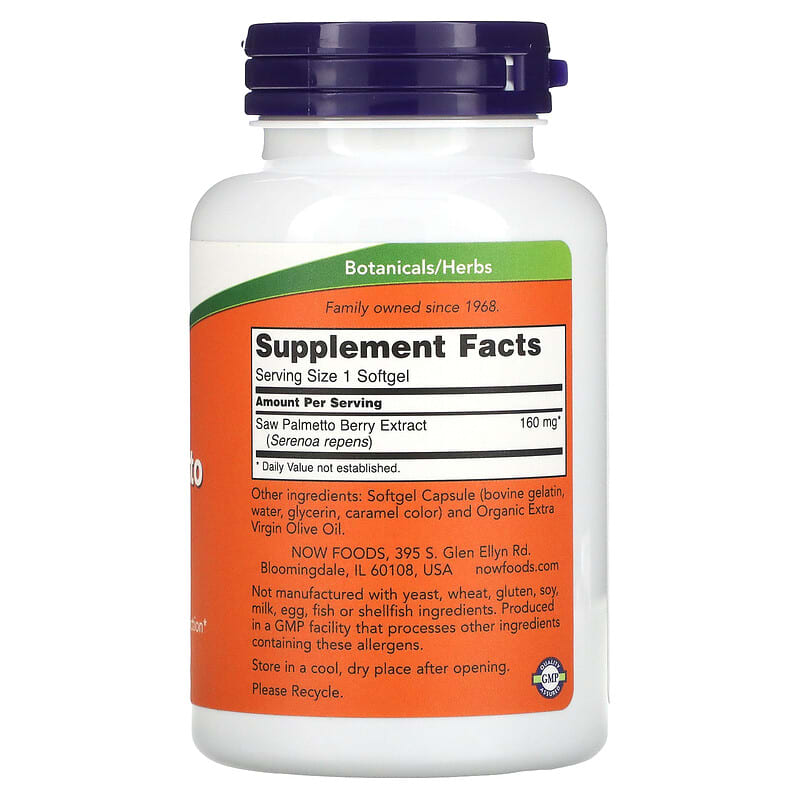 NOW Foods, Saw Palmetto Extract, 160 mg, 240 Softgels