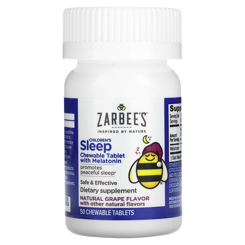 Zarbee's, Children's Sleep with Melatonin, For Children 3 Years +, Natural Grape, 50 Chewable Tablets