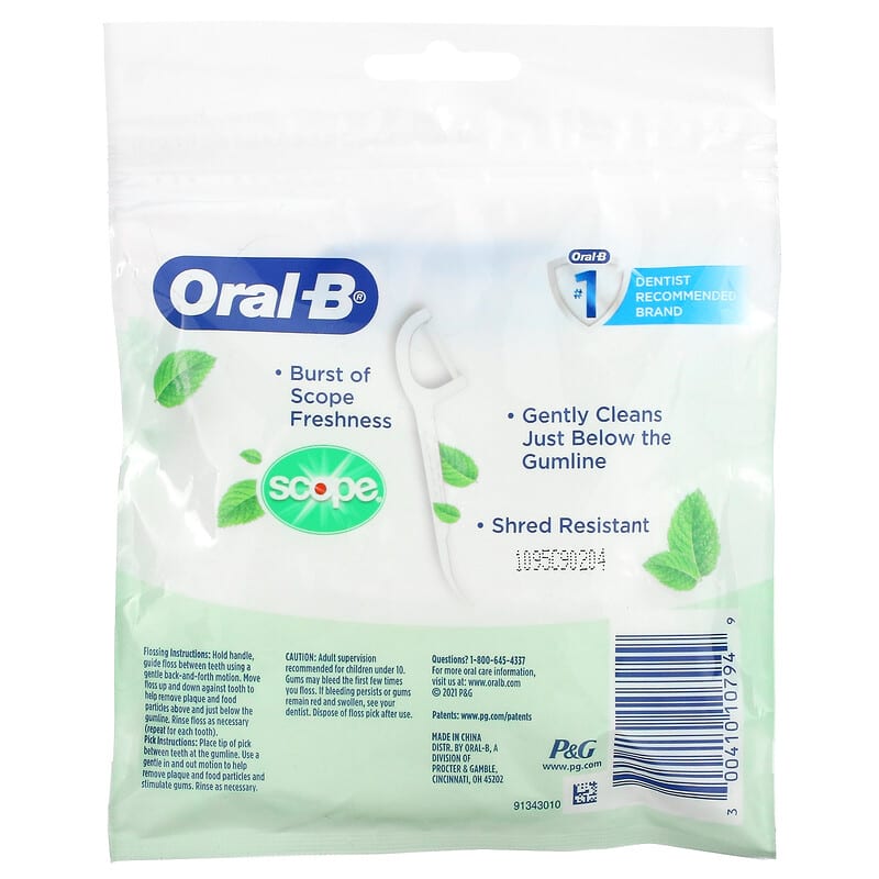 Oral-B, Scope Floss Picks, Fresh Mint, 75 Floss Picks