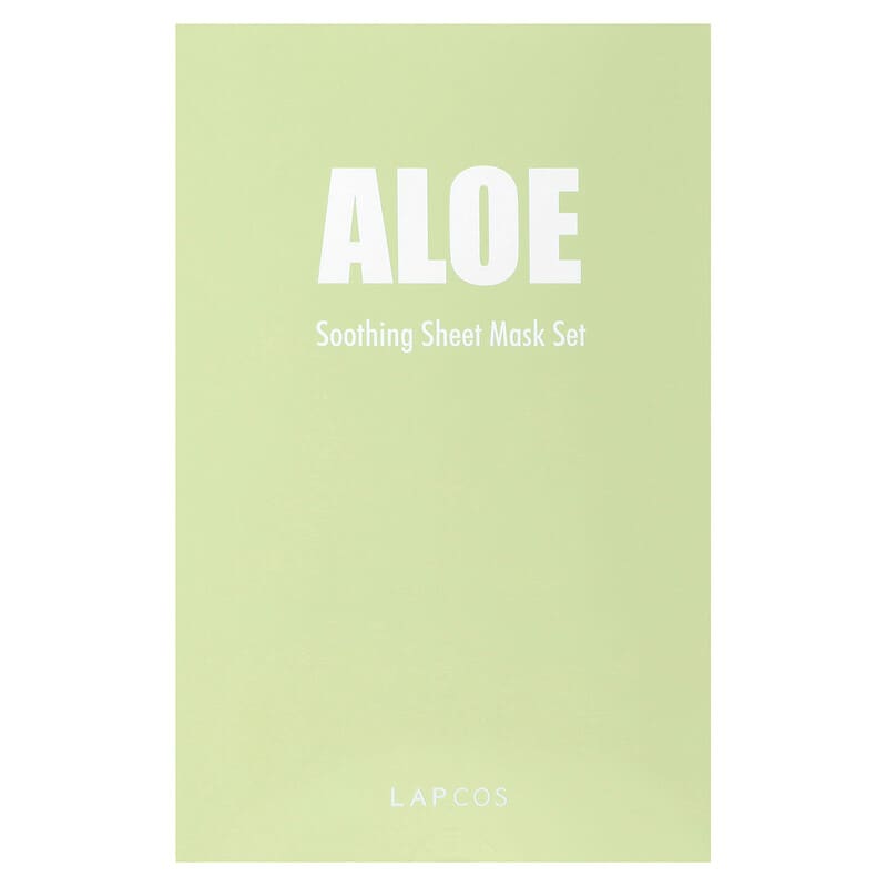 Lapcos, Aloe Soothing Sheet Mask Set, 5 Sheets, 1.11 fl oz (33 ml) Each