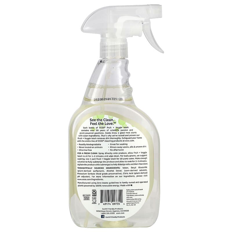 Earth Friendly Products, Ecos, Fruit + Veggie Wash, 22 fl oz (650 ml)