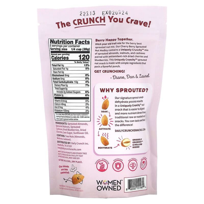 Daily Crunch, Sprouted Nut Medley, Cherry Berry, 5 oz (141 g)