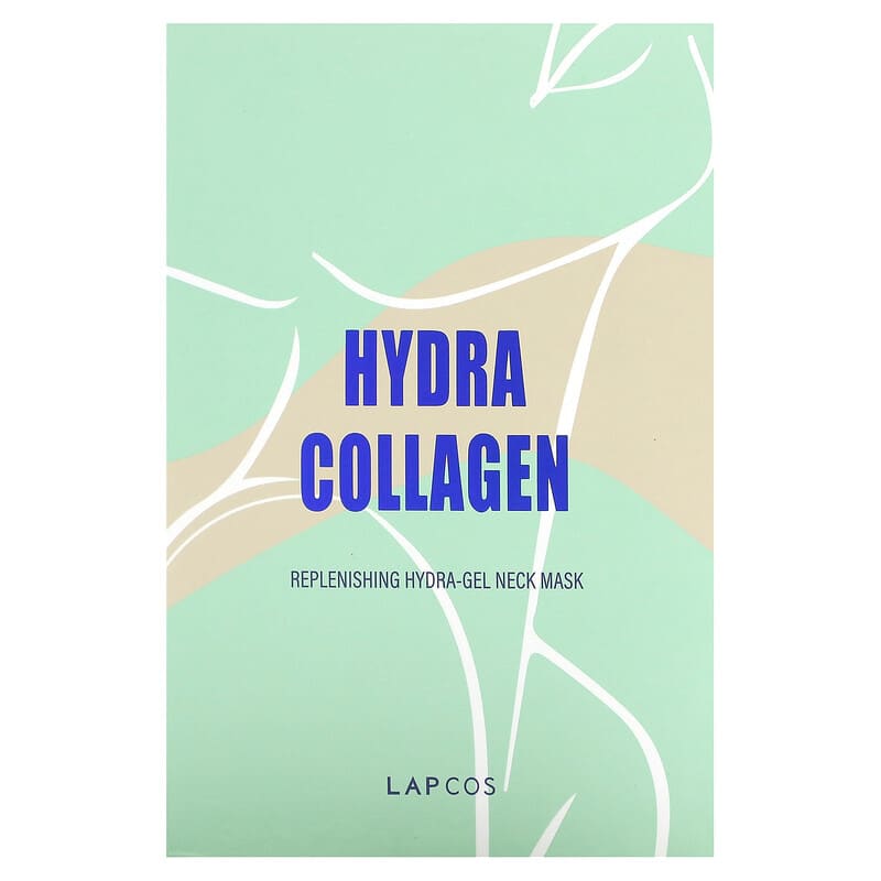 Lapcos, Hydra Collagen, Replenishing Hydra-Gel Neck Mask, 5 Sheets, 0.53 oz (15 g) Each