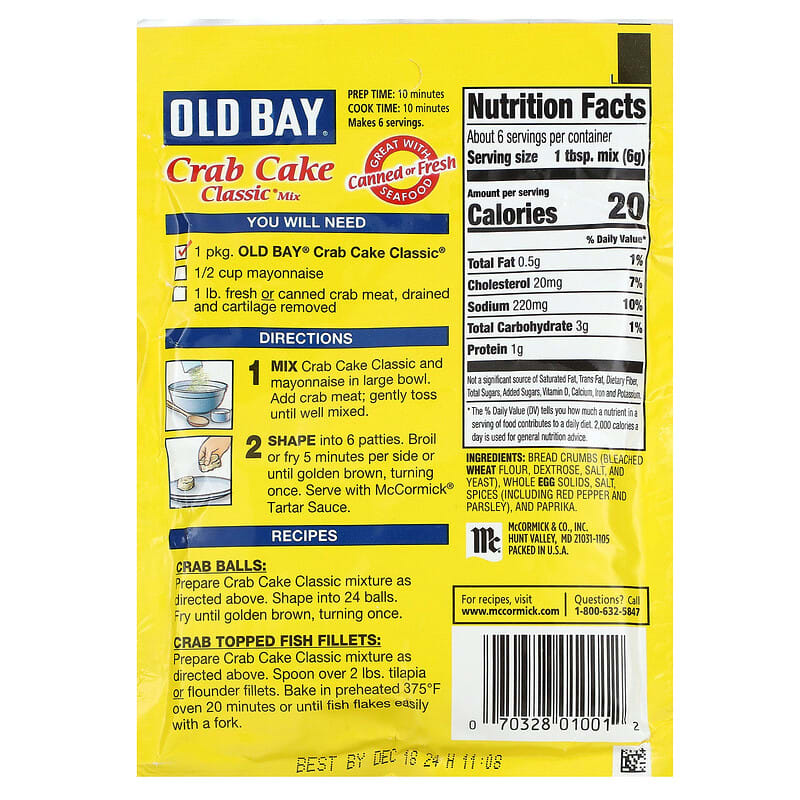 Old Bay, Crab Cake Classic Mix , 1.24 oz (35 g)