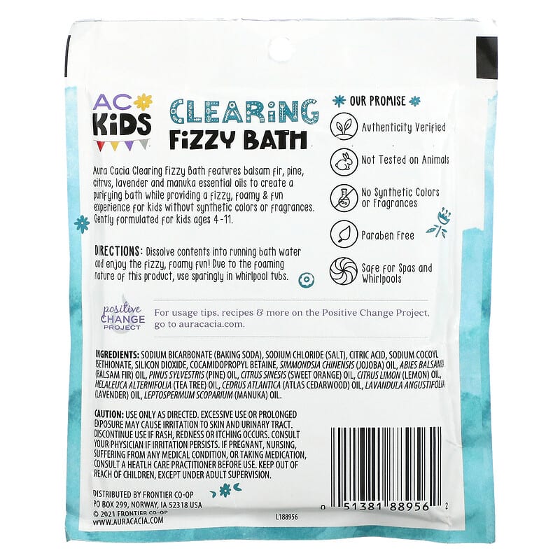 Aura Cacia, Kids, Clearing Fizzy Bath, 2.5 oz (70.9 g)