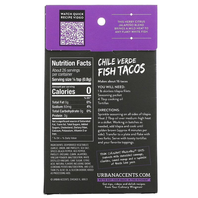 Urban Accents, Chile Verde Fish Tacos Seasoning Mix, 0.75 oz (21 g)