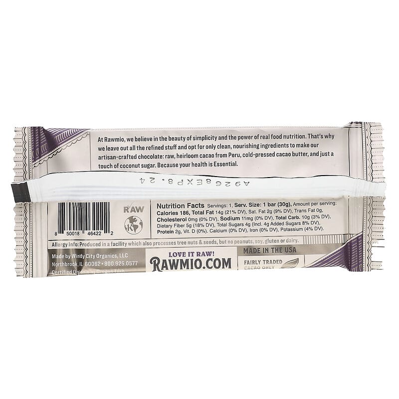 Rawmio, Essential Bar, Organic Raw Chocolate, 85% Cacao, Quite Dark, 1.1 oz (30 g)