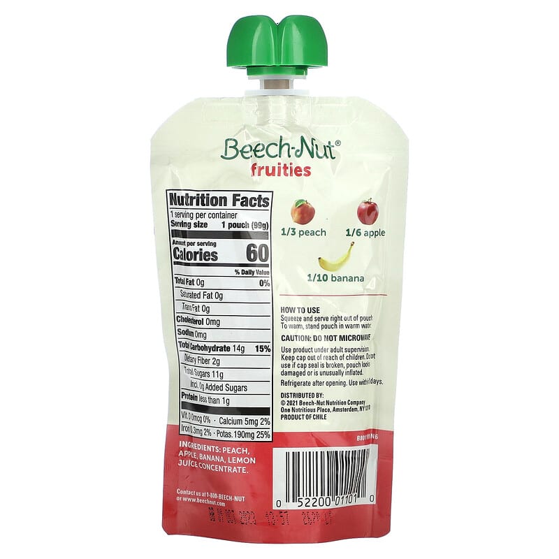 Beech-Nut, Fruities, 6+ Months, Peach, Apple & Banana, 3.5 oz (99 g)