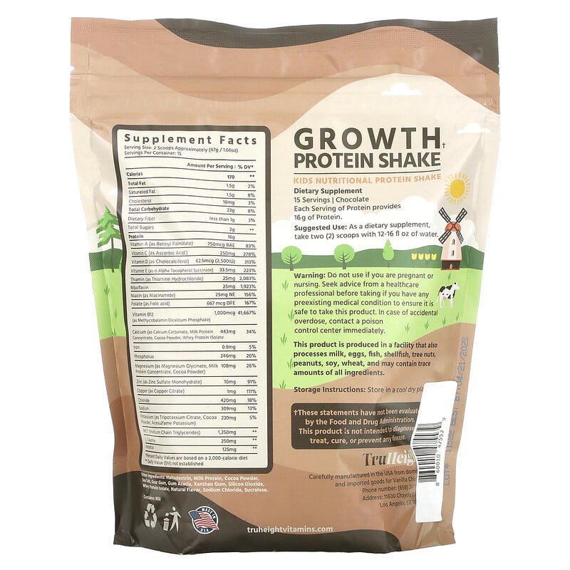 TruHeight, Growth, Protein Shake, For Kids 5+, Chocolate, 1.55 lbs (705 g)