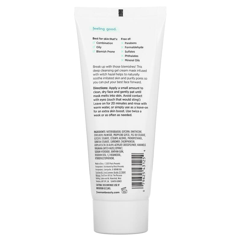 Freeman Beauty, Purifying Cream Beauty Mask, 3 fl oz (89 ml)