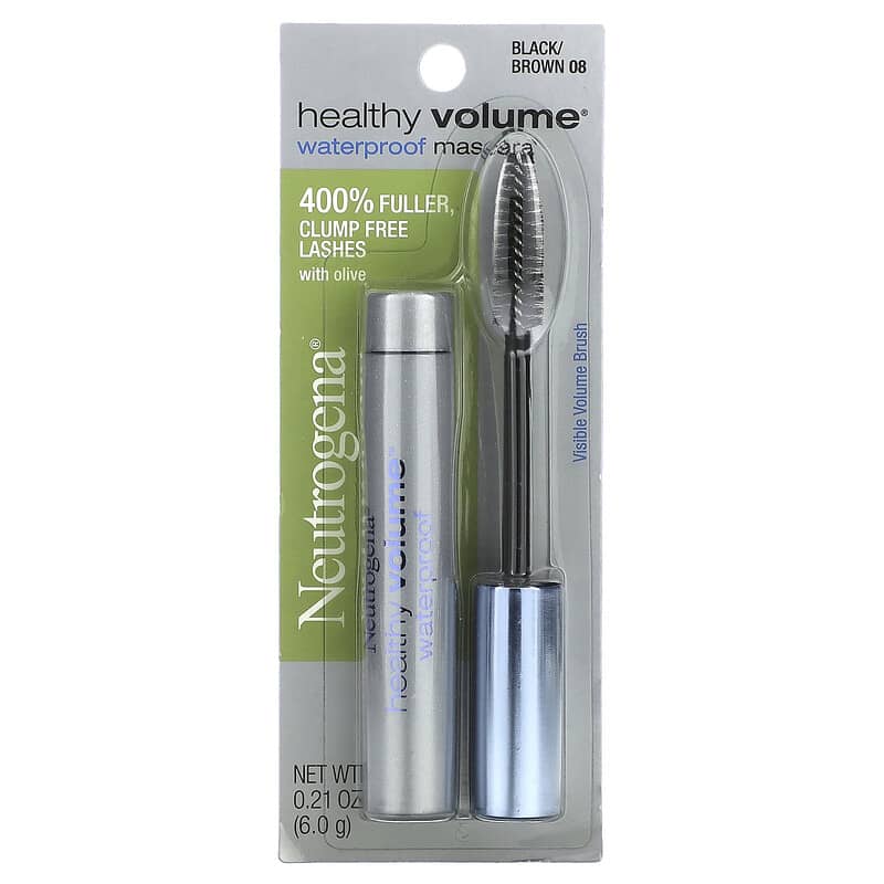 Neutrogena, Healthy Volume, Waterproof Mascara, Black/Brown 08, 0.21 oz (6 g)