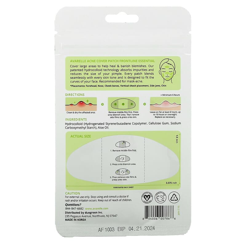 Avarelle, Acne Cover Patch, Frontline Essential, 8 Clear Patches