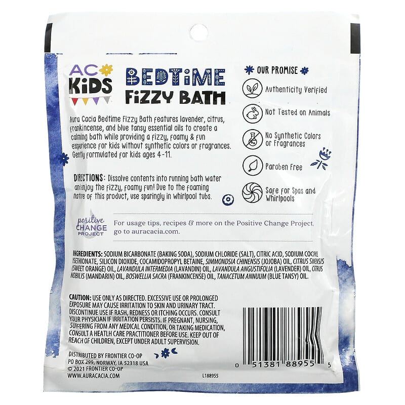 Aura Cacia, Kids, Bedtime Fizzy Bath, 2.5 oz (70.9 g)