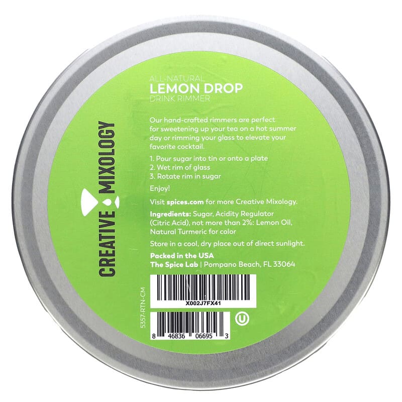 The Spice Lab, Creative Mixology, Lemon Drop Sugar Rimmer, 3.5 oz (99 g)