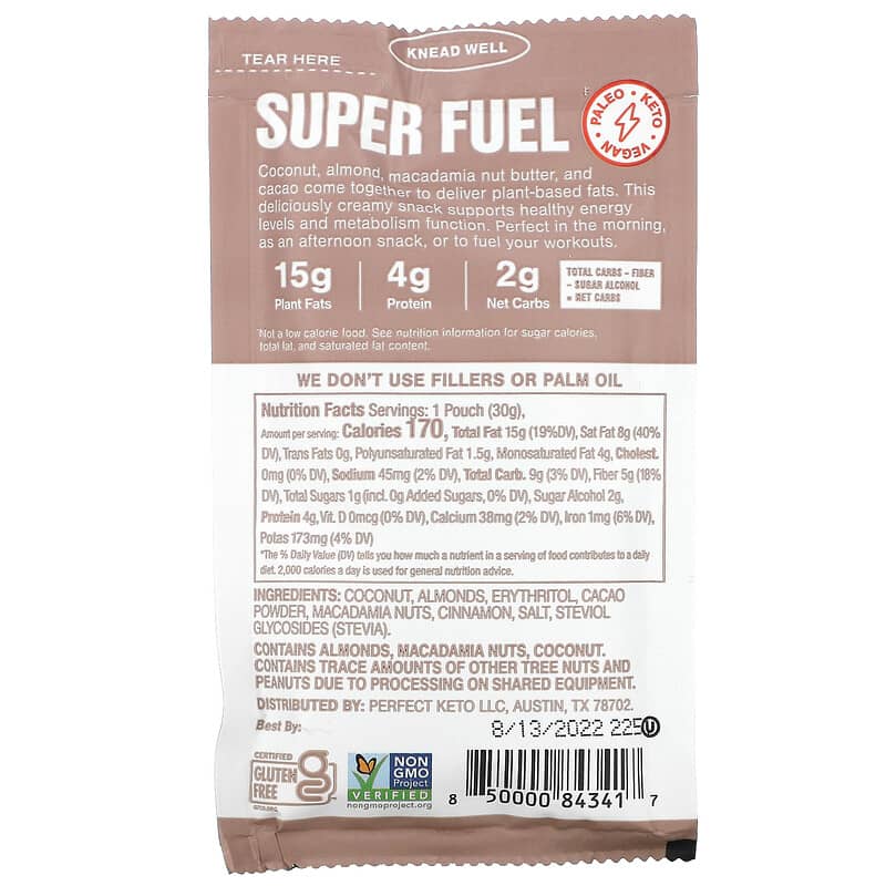 SuperFat, Keto Nut Butter, Cacao Coconut, 1.06 oz (30 g)