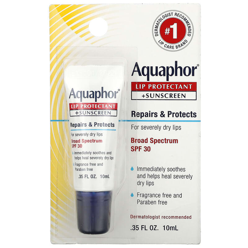 Aquaphor, Lip Protectant + Sunscreen, Broad Spectrum SPF 30,  0.35 fl oz (10 ml)