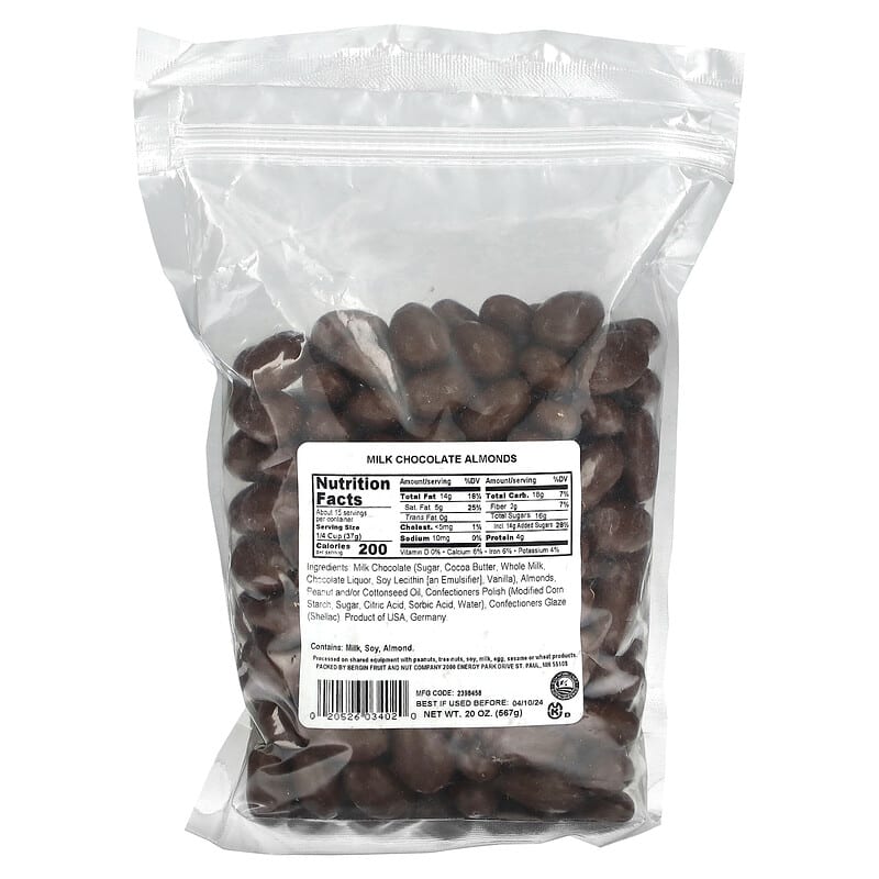 Bergin Fruit and Nut Company, Milk Chocolate Almonds , 20 oz (567 g)