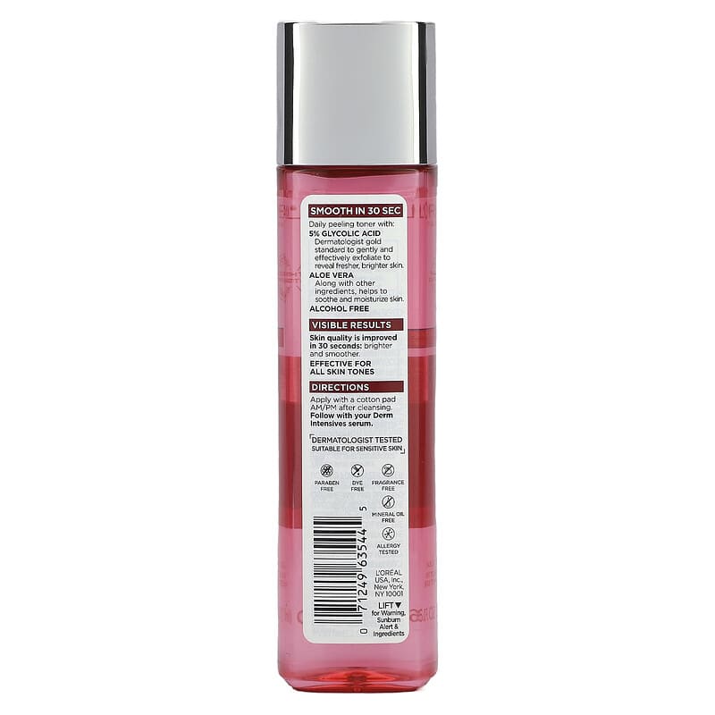 L'Oréal, Revitalift Derm Intensives,  5% Pure Glycolic Acid Peeling Toner, Fragrance Free, 6 fl oz (180 ml)