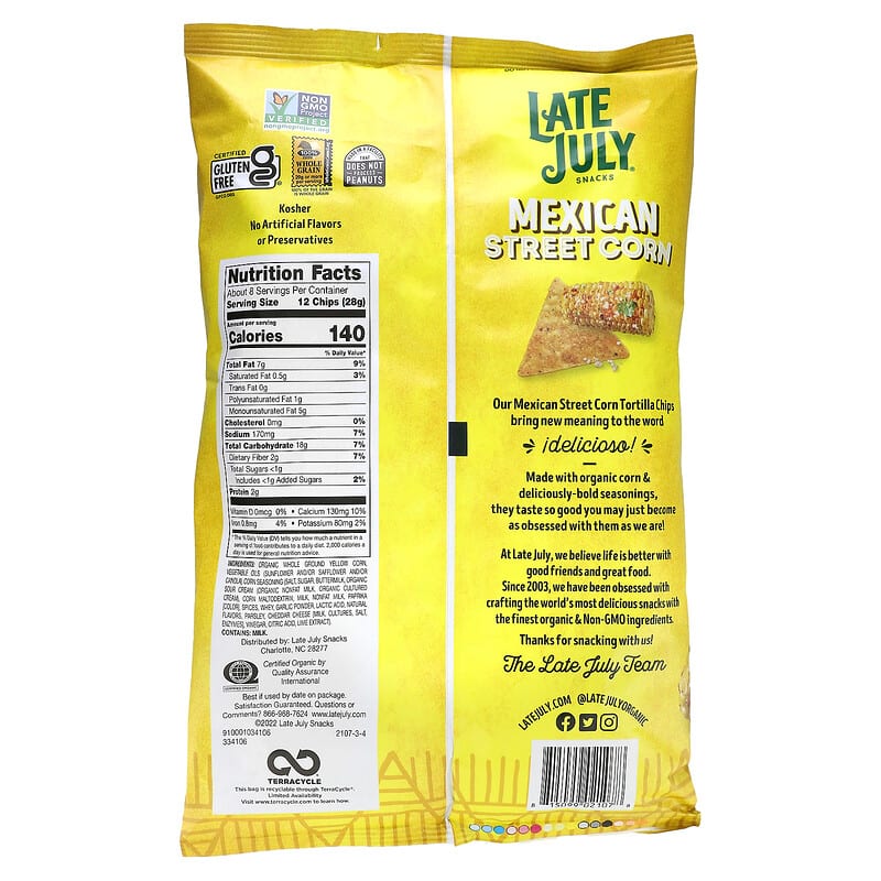 Late July, Tortilla Chips, Mexican Street Corn, 7.8 oz (221 g)