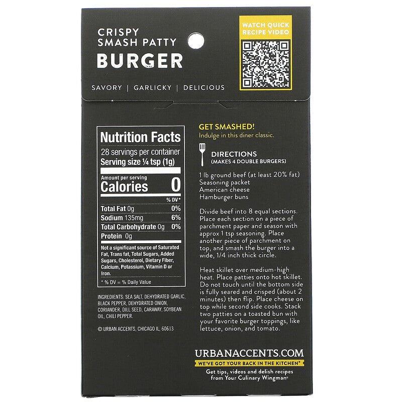 Urban Accents, Burger Classic Steakhouse Mix, 1 oz (28 g)