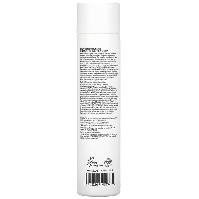 Bosley, Bos-Revive Volumizing Conditioner, Step 2, Non Color-Treated Hair, 10.1 fl oz (300 ml)