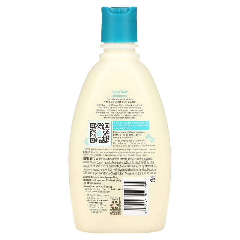 Aveeno, Kids, Curly Hair Shampoo with Oat Extract & Shea Butter, 12 fl oz (354 ml)