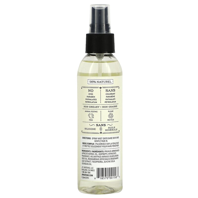 J R Watkins, Body Oil Mist, Coconut & Honey, 6 fl oz (177 ml)