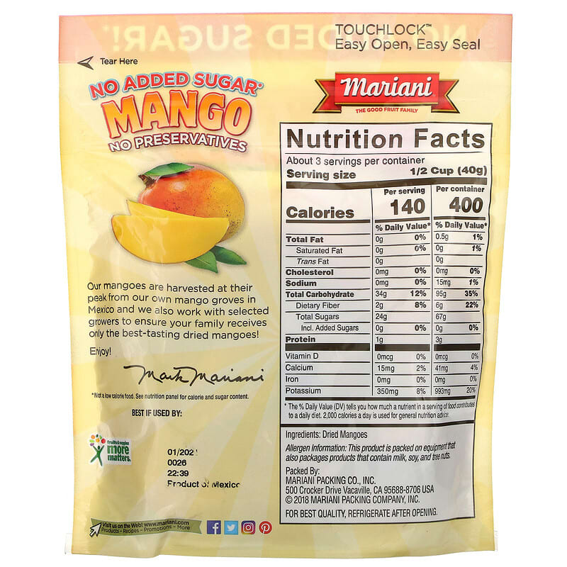 Mariani Dried Fruit, Mango, 4 oz ( 113 g)