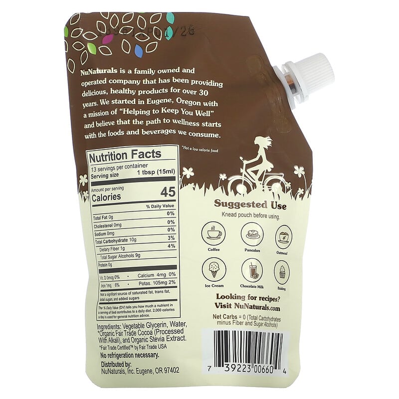 NuNaturals, Chocolate Syrup, 6.6 fl oz (0.2 l)