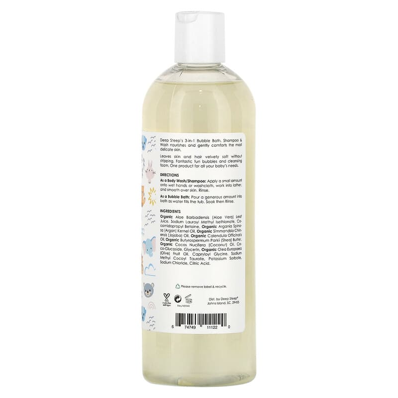 Deep Steep, Premium Baby, 3-in-1 Bubble Bath, Shampoo & Wash, Fragrance Free, 15 fl oz (445 ml)