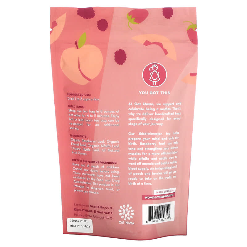 Oat Mama, Labor Prep Tea, Peach Berry, 14 Tea Bags, 32 g