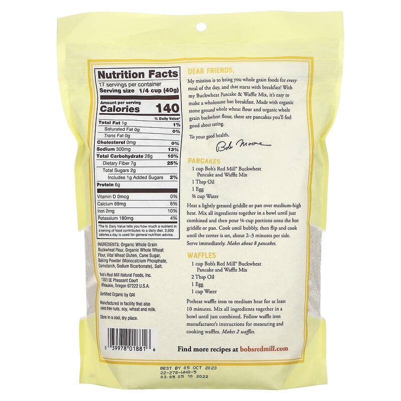 Bob's Red Mill, Buckwheat Pancake & Waffle Mix, Whole Grain, 1 lb 8 oz (680 g)