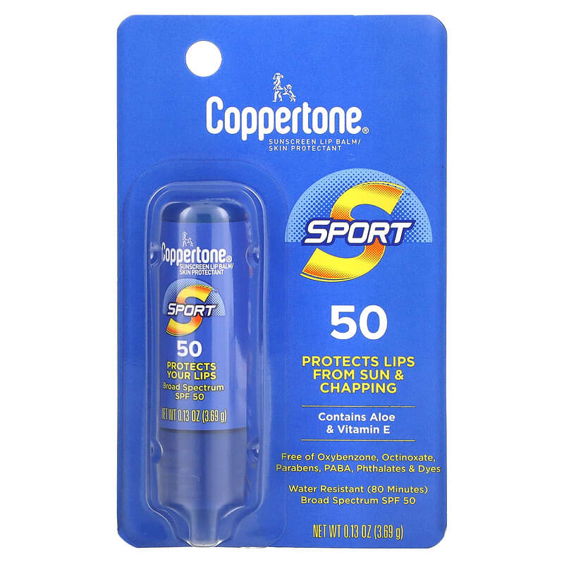 Coppertone, Sport, Sunscreen Lip Balm, SPF 50, 0.13 oz (3.69 g)