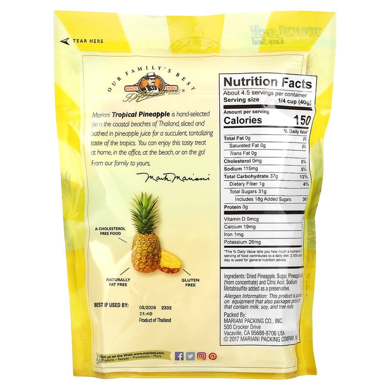 Mariani Dried Fruit, Tropical Pineapple, 6 oz (170 g)