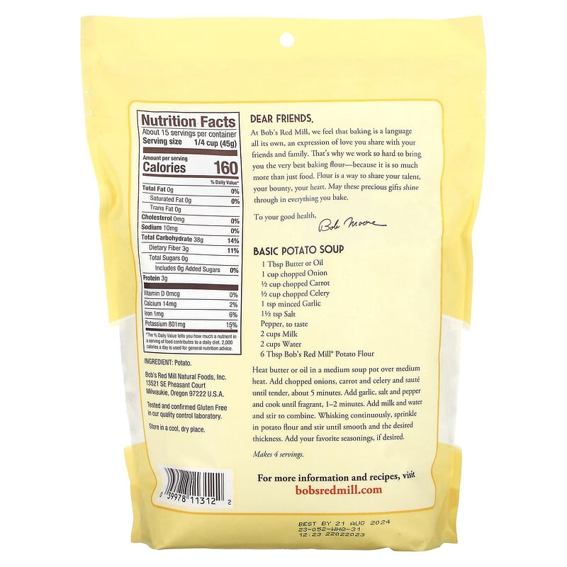 Bob's Red Mill, Super-Fine Potato Flour, 1 lb 8 oz (680 g)