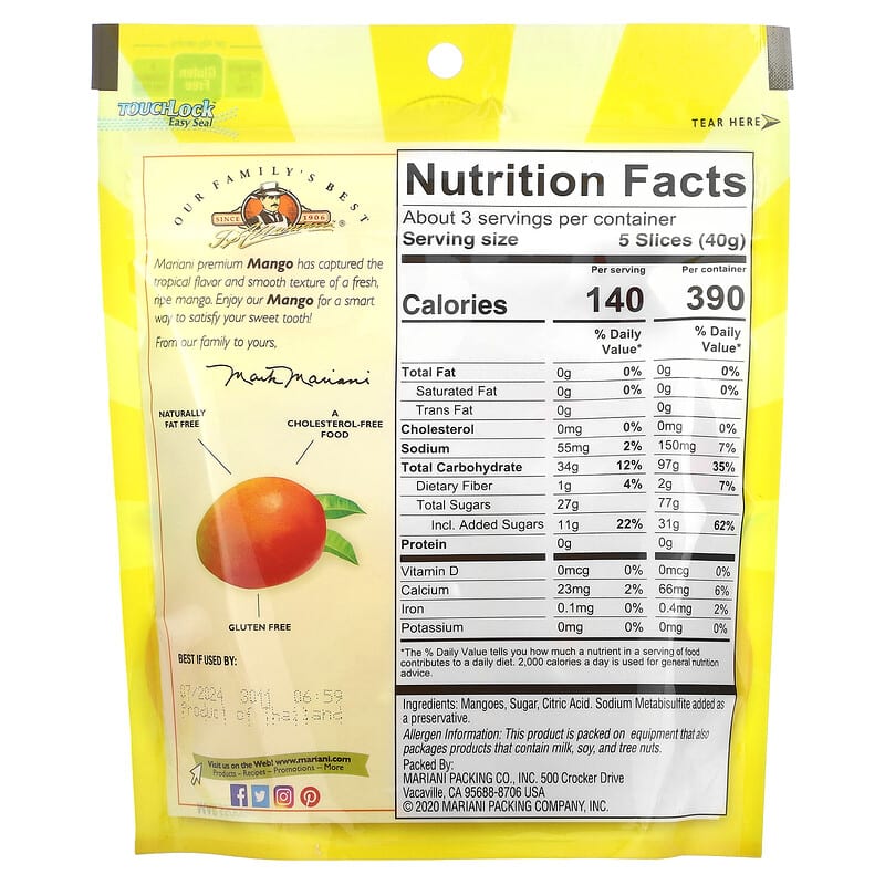 Mariani Dried Fruit, Premium Mango, 4 oz (113 g)