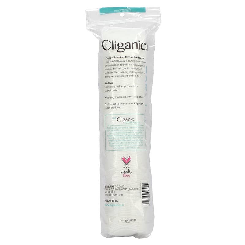 Cliganic, Premium Cotton Rounds, 100 Count