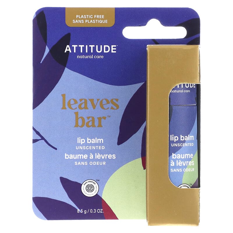 ATTITUDE, Leaves Bar, Lip Balm, Unscented, 0.3 oz (8.5 g)