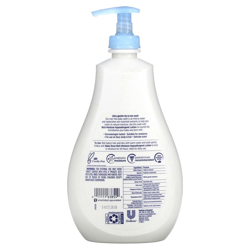 Dove, Baby, Sensitive Skin Care, Hypoallergenic Wash, Rich Moisture, 20 fl oz (591 ml)