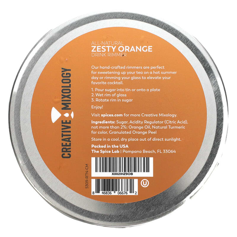 The Spice Lab, Creative Mixology, Zesty Orange Sugar Rimmer, 3.5 oz (99 g)