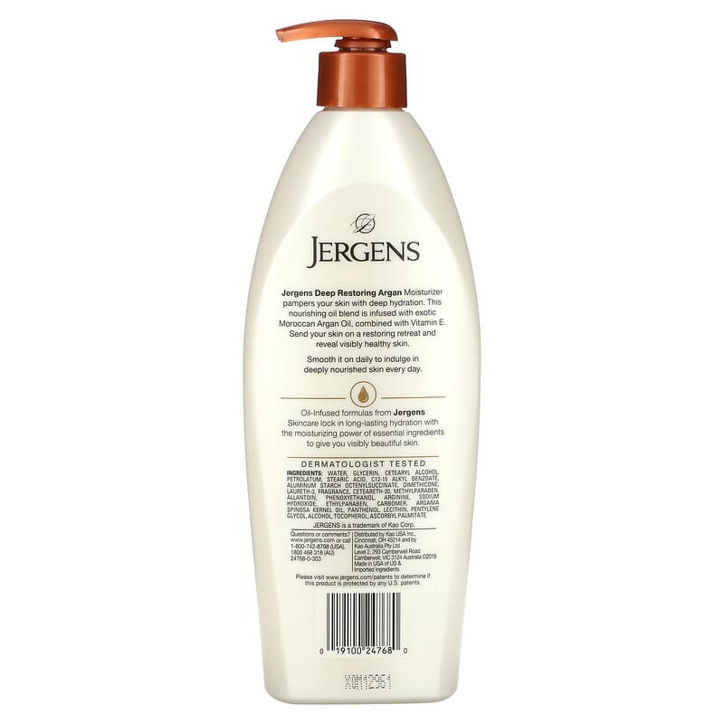 Jergens, Deep Restoring Argan Moisturizer, Oil-Infused, 16.8 fl oz (496 ml)